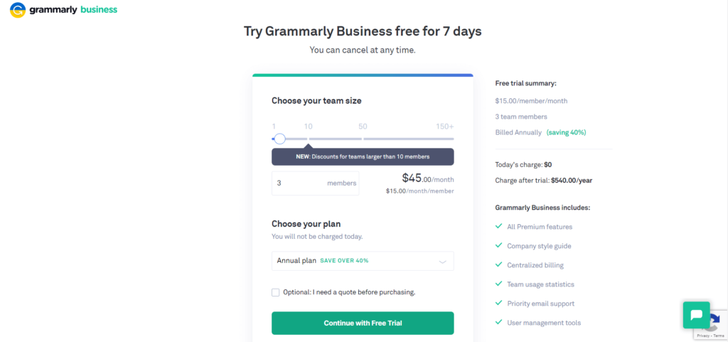 Try Grammarly Business free for 7 days