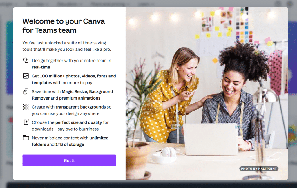 canva pro team link