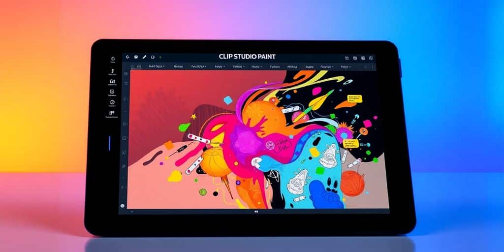 Clip Studio Paint interface on a digital tablet