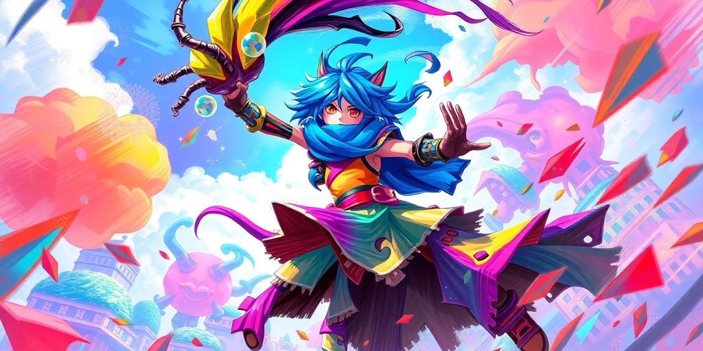 Colorful character design created in clip studio paint