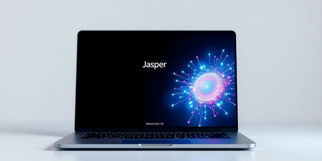 Jasper AI premium interface on a laptop screen.