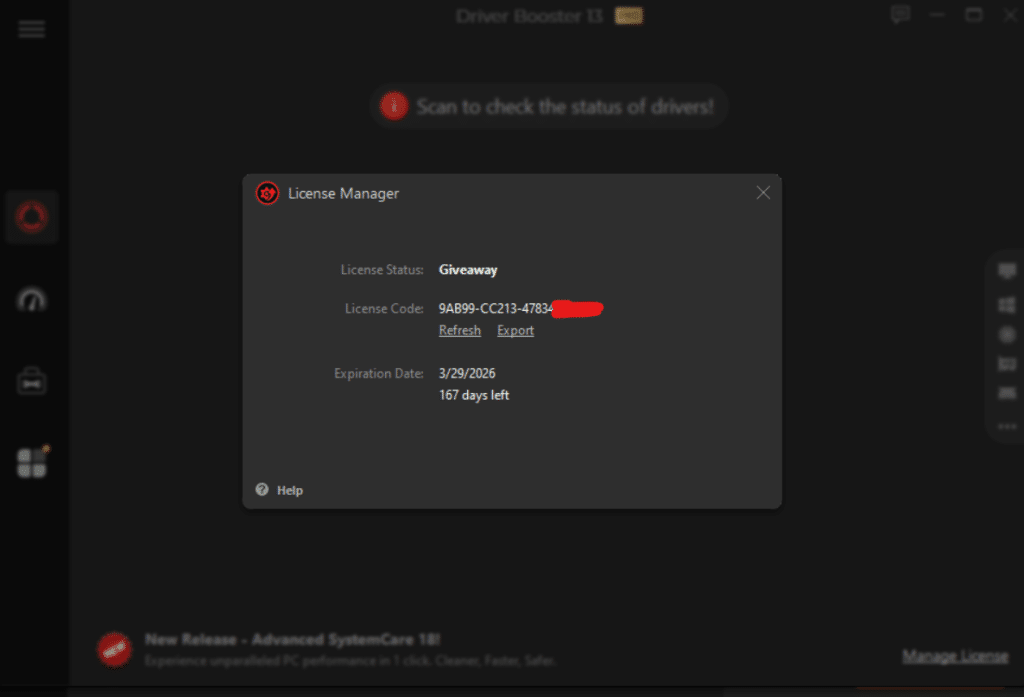 Driver booster 13 license info